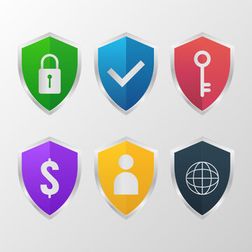 Protection shield badge collection for cybersecurity and data privacy