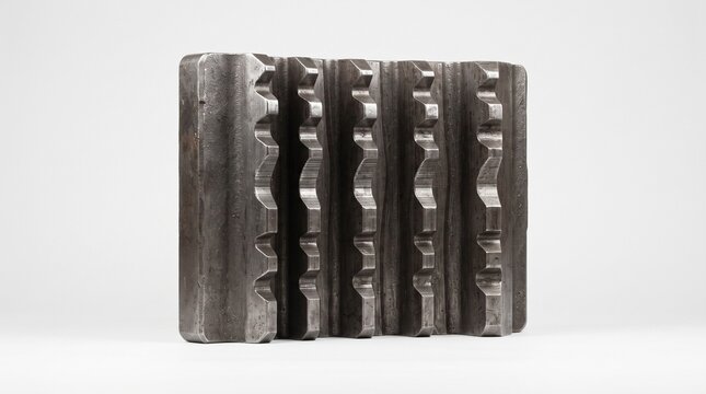Metal object with grooves in a minimalistic composition  