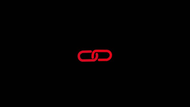 Chain link logo icon, chain sign, steel chain, link logo icon illustration black background.