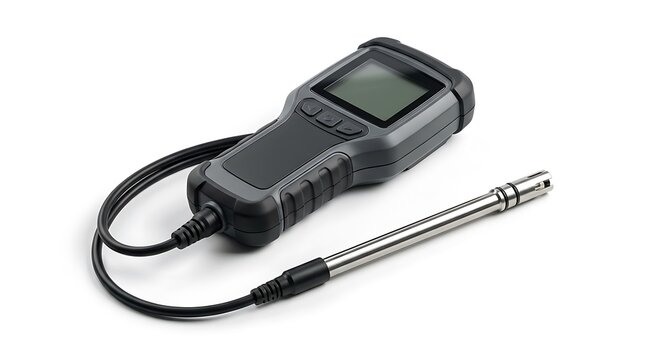 Digital moisture meter with probe sensor isolated on white background