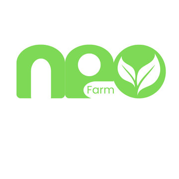 This image features a simple green logo on a white background. The logo combines stylized lowercase letters with a circular icon containing two white leaves, symbolizing nature, farming