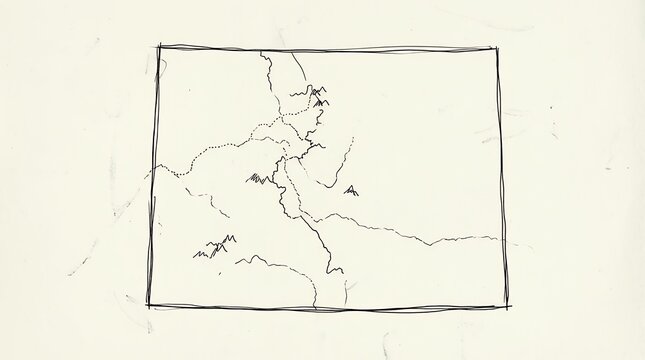 Simple Hand Drawn Geographical State Map Outline Rendered in Casual Sketch Style map state geography outline sketch hand drawn doodle border territory region cartography geographical simple minimal