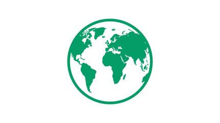 Fototapeta premium Green world globe icon showing continents.