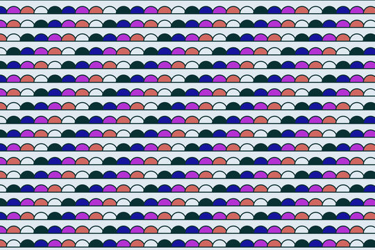 Seamless Geometric Pattern with Colorful Semicircle Shapes
