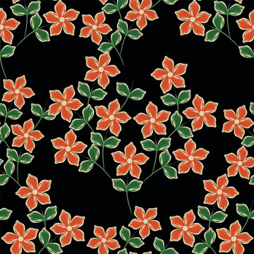 beautiful digital flower allover seamless design vector pattern ethnic