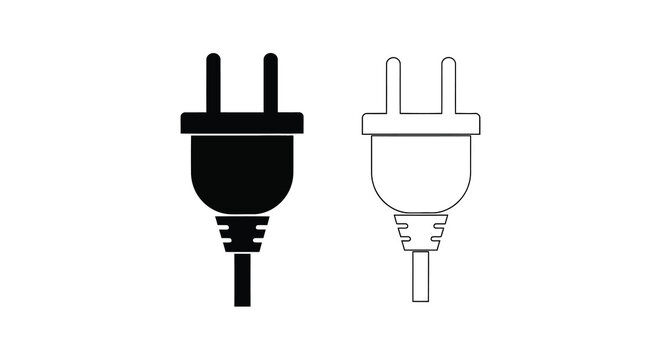 Electrical Plug Silhouette In Black And White Minimalist Design Silhouette
