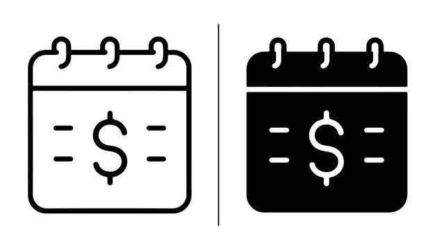 Calendar Icon with Dollar Symbol: A graphic representation showing a calendar with a dollar sign, symbolizing financial planning, due dates, or budgeting.