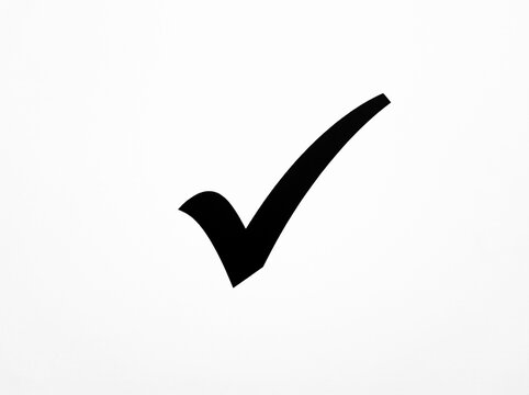 Black check mark icon symbol isolated on white background with isolated