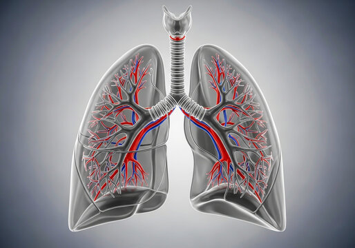 Anatomy of human lungs with bronchial tree structure