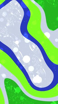 Abstract background with wavy lines in vibrant green and blue colors.