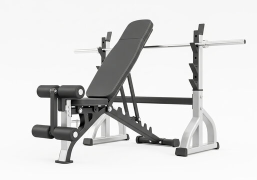 Adjustable weight lifting bench with barbell rack