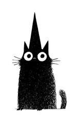 Fototapeta premium PNG Cute black cat with tall hat illustration.