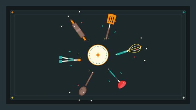 Animated Kitchen Utensil Spin Cycle