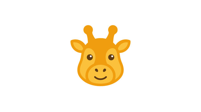 Cute giraffe head vector icon.