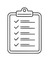 Fototapeta premium Simple line of a clipboard with a checklist and checkmarks