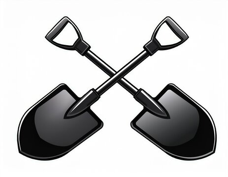 two black shovel silhouettes with d shaped handles on white background spade tool