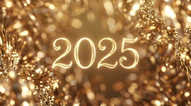 Golden Celebration New Year Design shimmering metallic backdrop with glossy elegant numbers glowing holiday party header visual glittering event celebration cover art festive golden sparkle texture