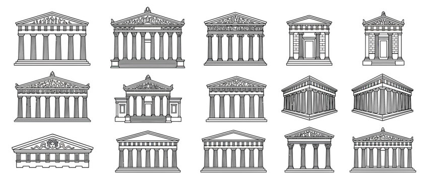 Collection of Ancient Greek Architecture Illustrations