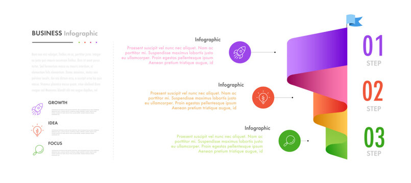 Infographic funnel 3d isometric 3 parts, option, level or step for strategy, marketing, data visualization, flowchart, development process vector