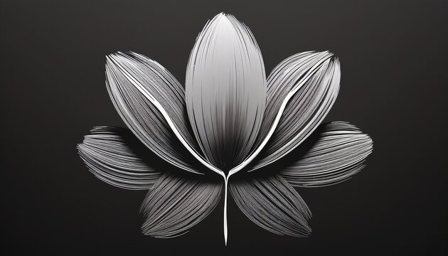 a flower shape composed of rough brush strokes in one solid color with minimalism