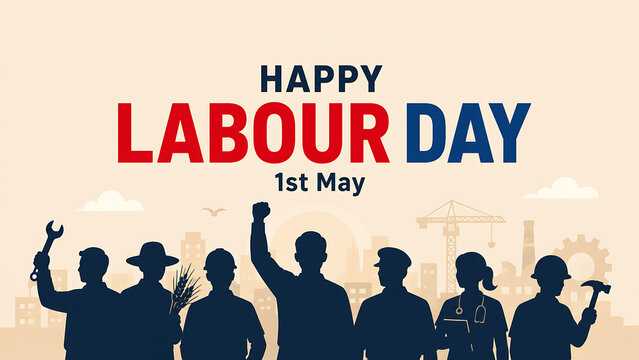 Happy labour day celebration with raised hands and flags Canada Labour Day, Labour Day, Labour Day design, Labor Day