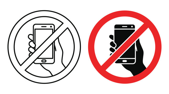 No mobile phones allowed sign black and red vector illustration