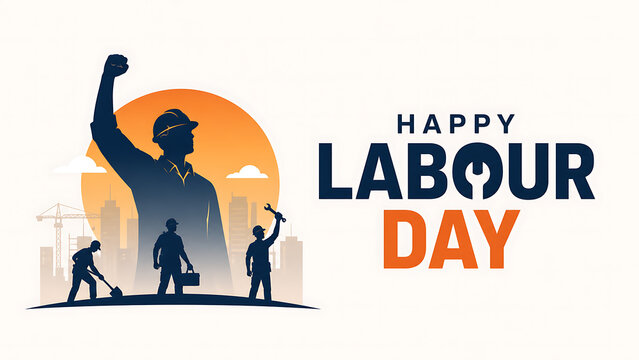 Person raising fist celebrating labour day with colorful sunburst Canada Labour Day, Labour Day, Labour Day design, Labor Day