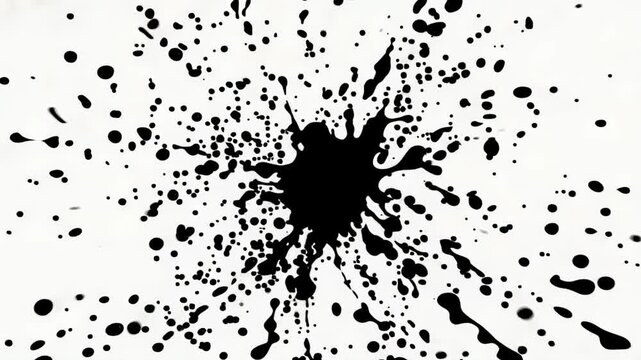 Black Ink Blooming from Center to Edge