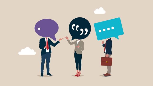 Conference conversation. Have lively discussion. Productive dialogue or conversation between. Business animation video