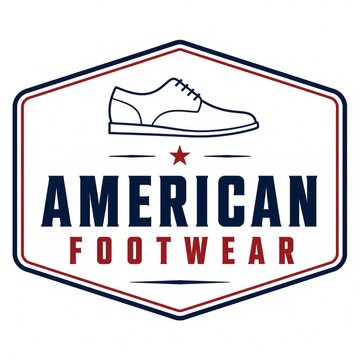 American footwear logo design with a classic shoe outline and vintage badge typography.