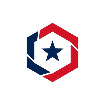 USA teamwork symbol with interlocking geometric shapes and a central blue star icon
