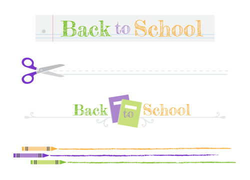 A set of back to school themed divider lines
