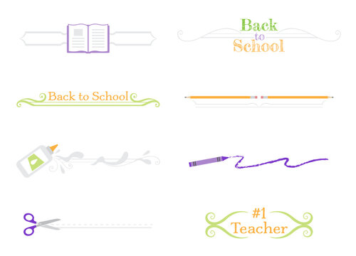 A set of back to school themed divider lines
