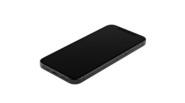 Black modern smartphone lying on a flat surface