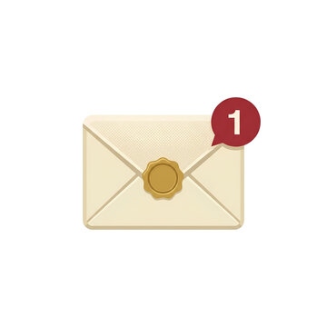 Envelope with Notification Badge and Seal.