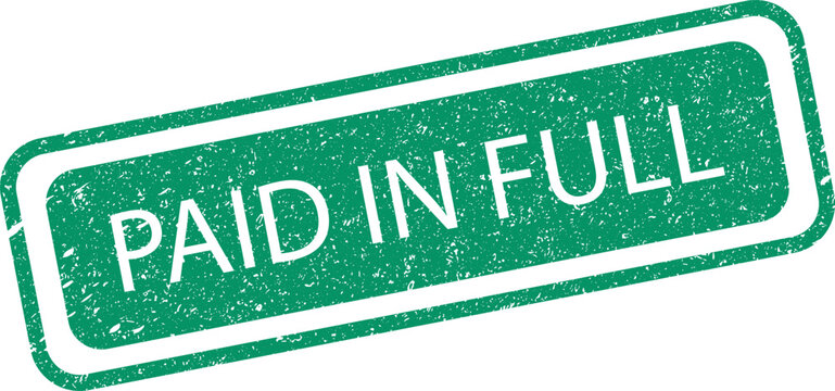 Textured green rubber stamp design featuring the phrase paid in full for clear professional accounting