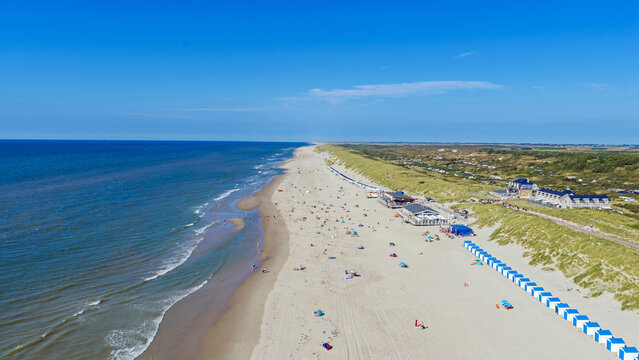 Aerial view of a sandy beach on a Dutch island