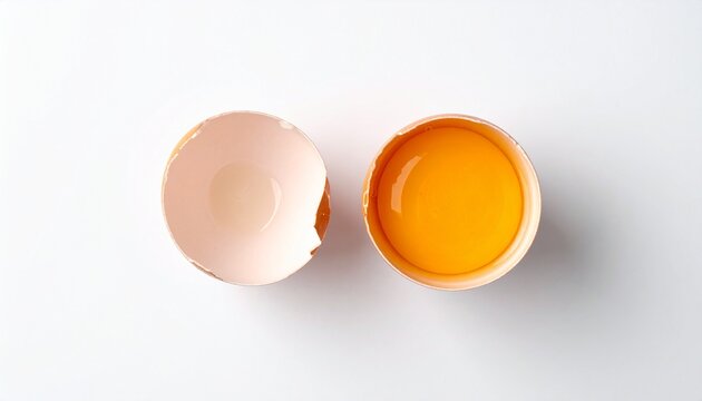 Eggshell and yolk on a white background