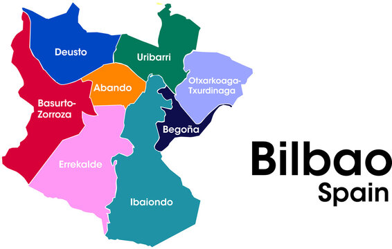 Bilbao spain regions map in vectors