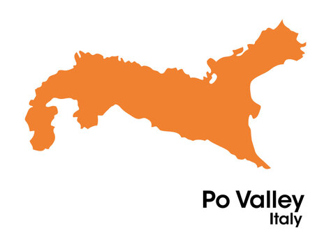 po valley italy map vector isolated on a light background. Detailed geographic illustration of the Portuguese archipelago ideal for cartography, geography, education, GIS, regional 