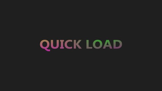 Quick Load arcade gaming text with colorful retro typography on a dark screen, creating a progress retrieval command for classic game interface design