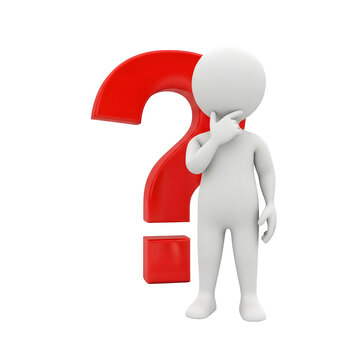 Confused man holding red question mark