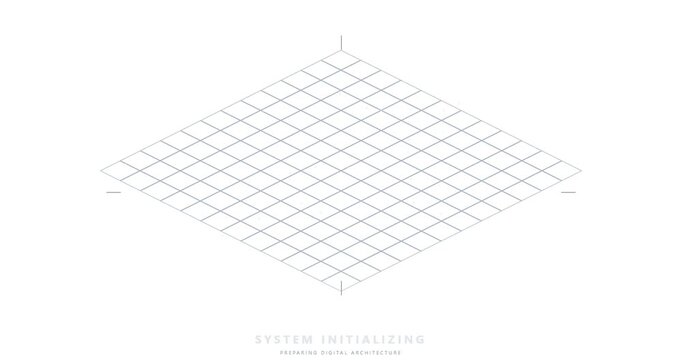 Technology Software Development Isometric Grid Interface System Initializing Screen