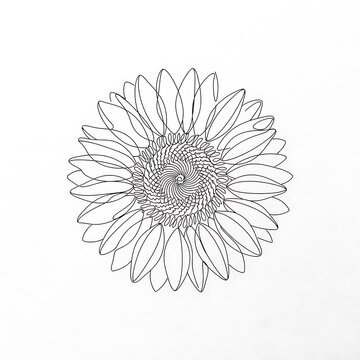 Unique Continuous Line Art Sunflower - Abstract Floral Design