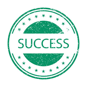 Vintage style round green stamp with stars and the word success for professional development concept
