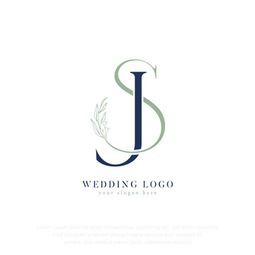 JS SJ elegant wedding monogram logo with floral accents