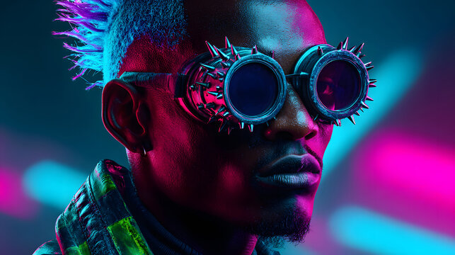 Man with punk mohawk and goggles