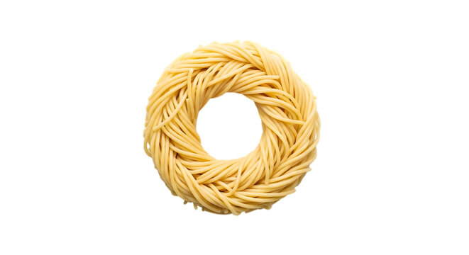 A beautifully arranged nest of golden uncooked pasta perfect for italian cuisine isolated on transparent background
