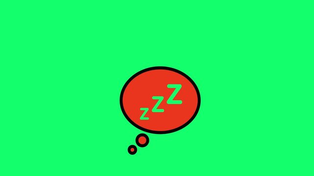 Orange thought bubble with green zzz sleeping symbols on green background
