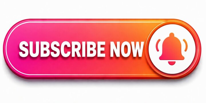 Bright subscribe now button with bell icon